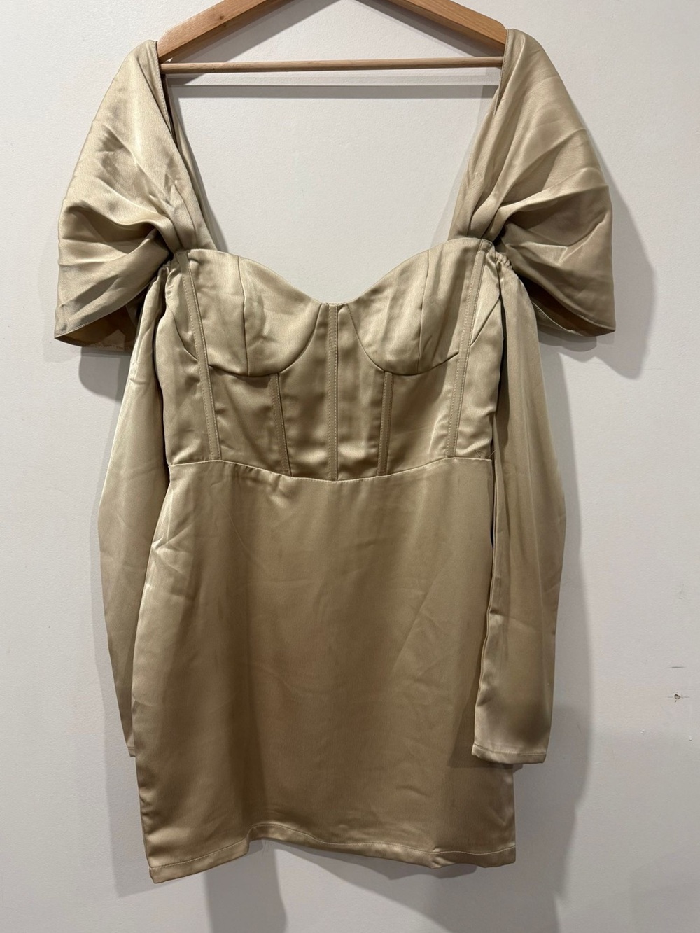The Vintage Shop Champagne Satin Corset Mini Dress Size M - Picture 2 of 11